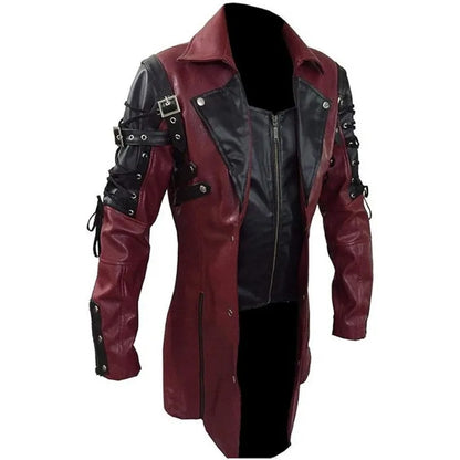 Schwarze Bikerjacke aus PU-Leder für Herren