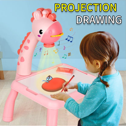 Table à dessin avec projecteur LED pour enfants, ensemble de peinture éducatif, tableau d'apprentissage, jouet