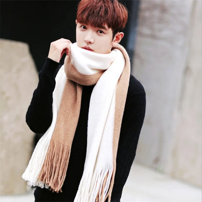 Patchwork Striped Knit Scarf for Men