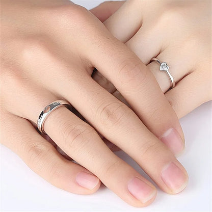 Matching 2Pcs Heartbeat Rings for Couples Romantic Promise Rings