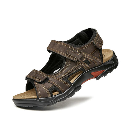 Leichte Herren-Sandalen aus echtem Leder mit offener Zehenpartie 