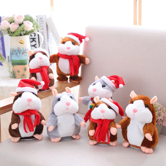 Christmas Edition Cute Talking Hamster with Scarf Electric Plush Toys