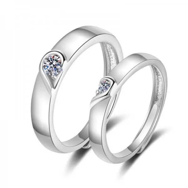 Bagues assorties en forme de battement de cœur (lot de 2) pour couples, bagues de promesse romantiques