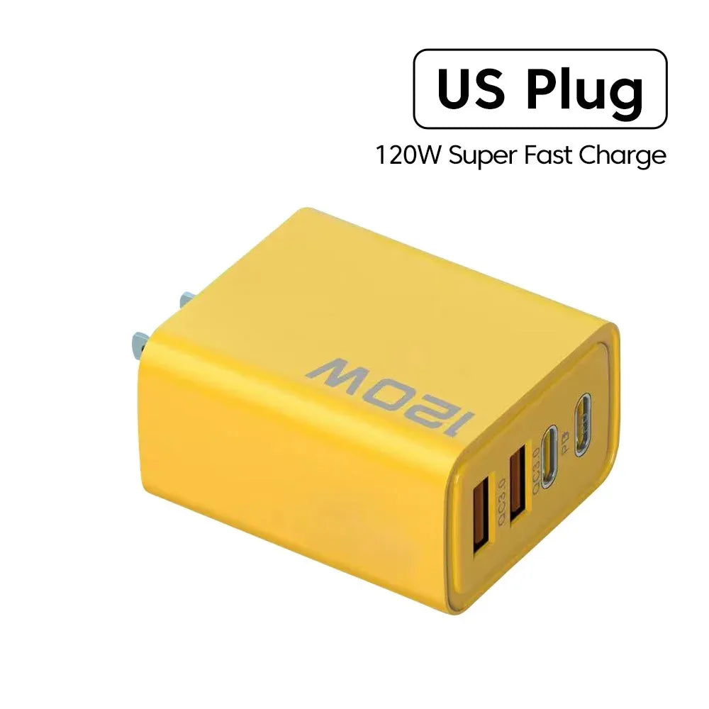 Total 120W USB Type C Charger - 4 Port Fast Charging USB Phone Charger Adapter