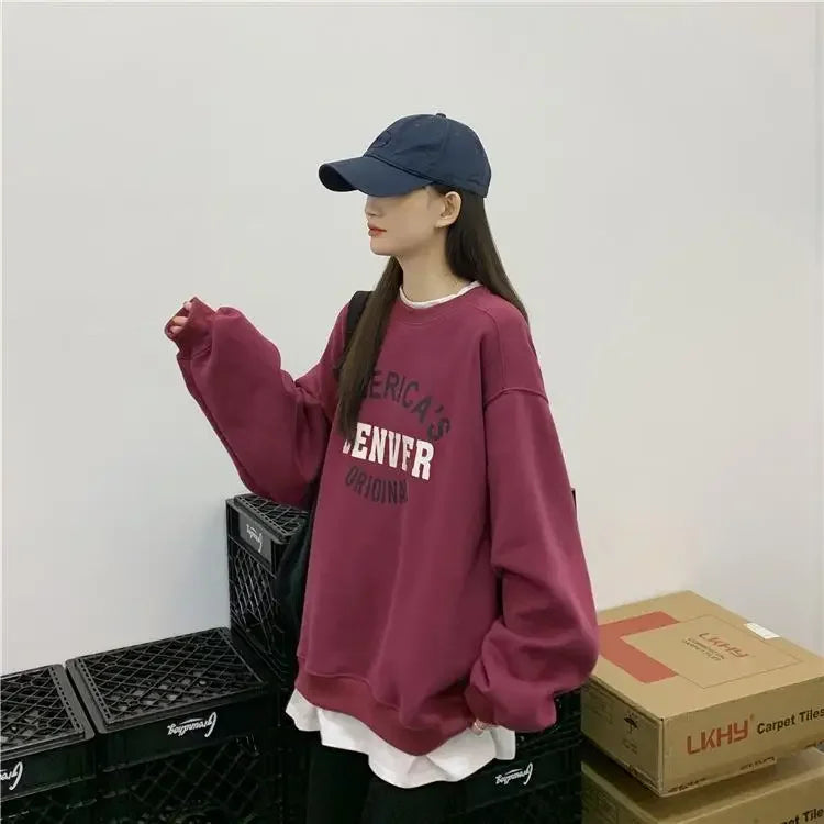 Women's sweatshirts letter print zip-up Long Sleeves Hooded Shirt