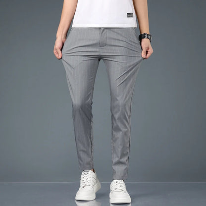 Men's Lightweight Zipper Fly Striped Summer Pants