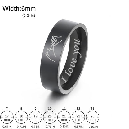 Bagues de promesse pour couple en acier inoxydable – Bague assortie gravée « Je t'aime »