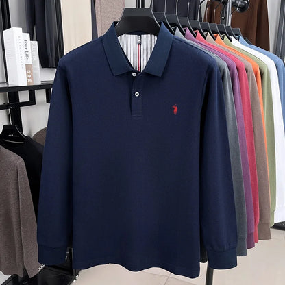 Herren-Polohemd aus reiner Baumwolle mit langen Ärmeln