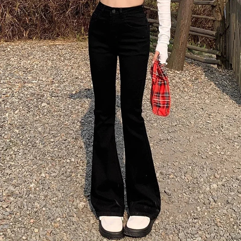 Jean slim évasé en denim High Street pour femme