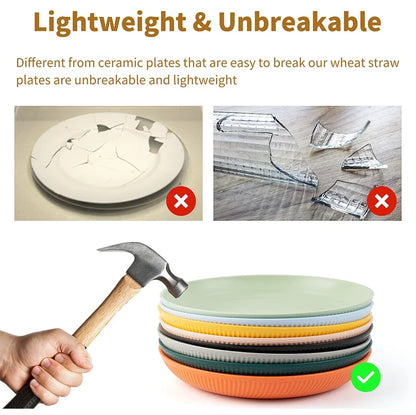 Wheat Straw Bowl Saucers Plate Dinnerware Set