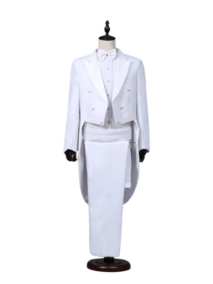 Custom Tailcoat Suits for Men - White/Black/Grey/Burgundy