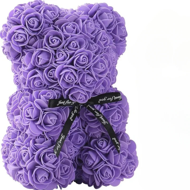Artificial Eternal Rose Teddy Bear – Handmade Foam Flower Bear