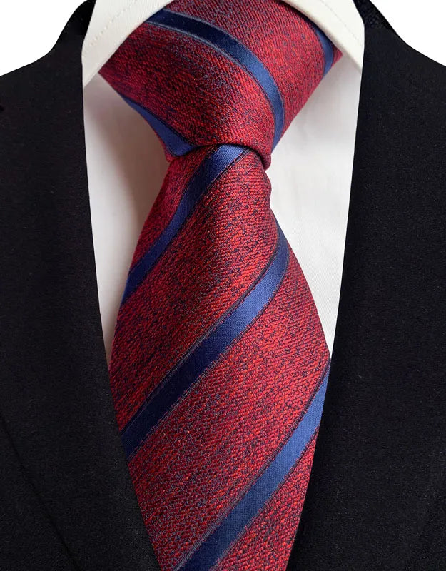 Men's Burgundy Plaid Silk Wedding Tie Set