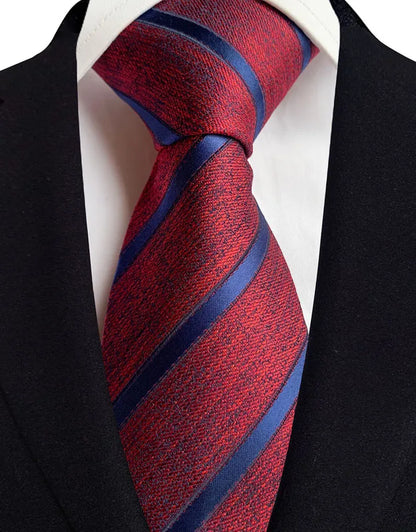 Men's Burgundy Plaid Silk Wedding Tie Set
