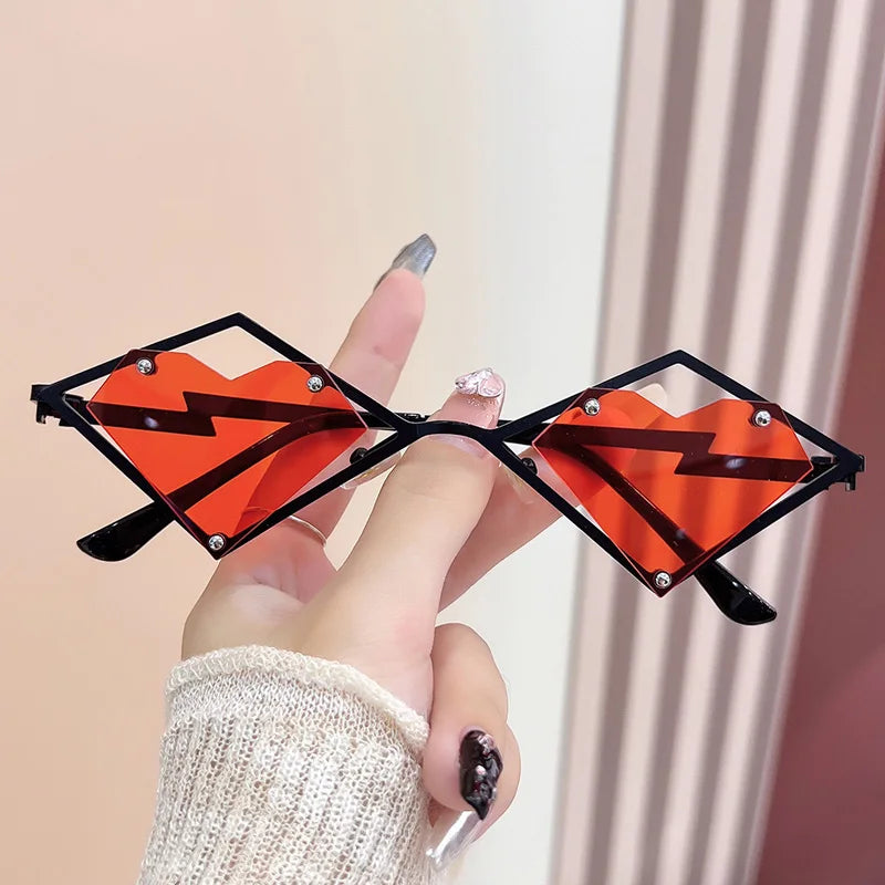Women's Metal Frame Rimless Heart Sunglasses