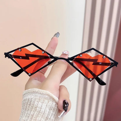 Women's Metal Frame Rimless Heart Sunglasses