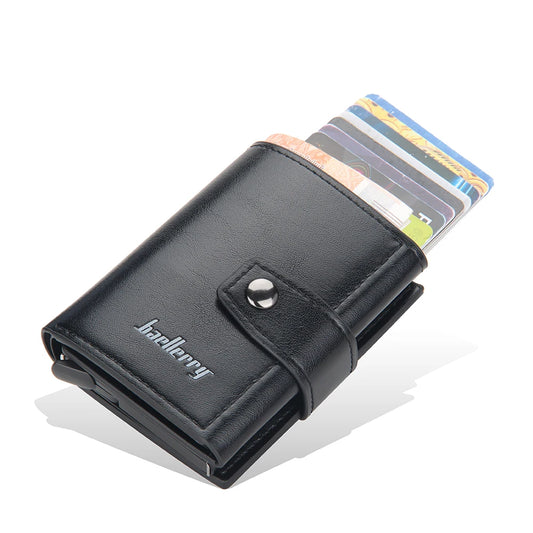 Men's Button Close Antitheft RFID Card Holder