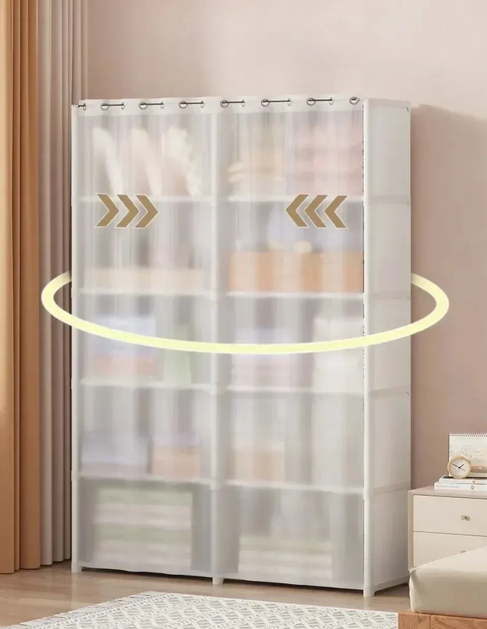 Staubdichtes und platzsparendes Organizer-Gestell aus Stoff