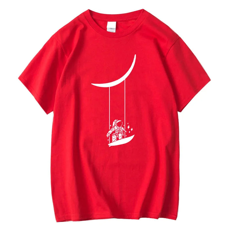 T-shirt à manches courtes et col rond imprimé Astronaut Moon Swing