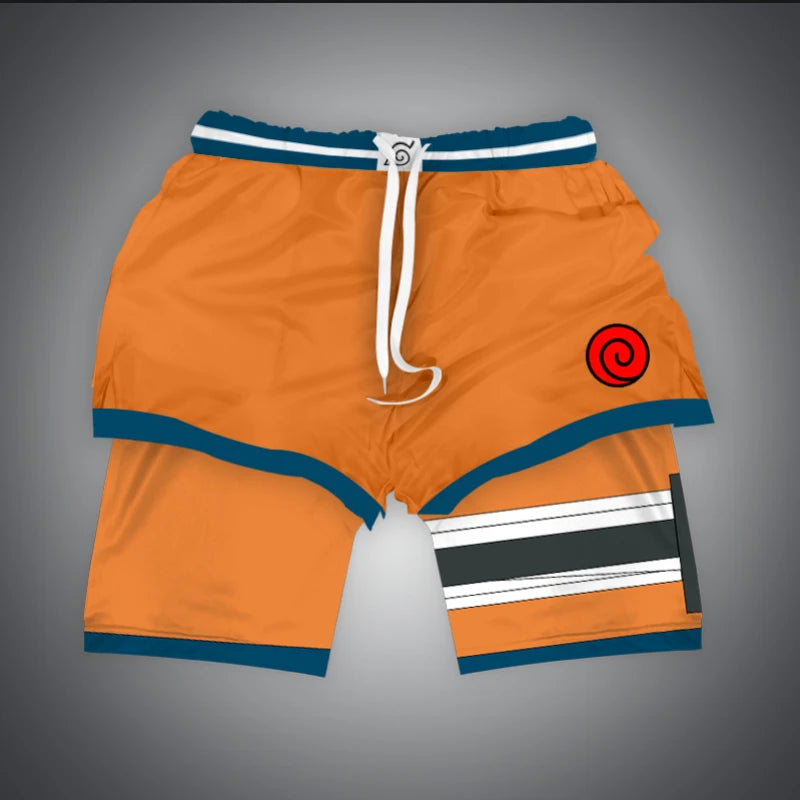 Gym-Shorts mit Dragon Ball &amp; One Piece-Anime-Print