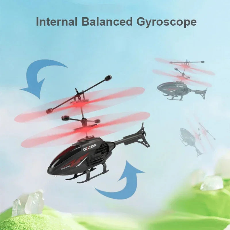 Gestengesteuertes Mini-RC-Flugzeug mit blinkenden Lichtern