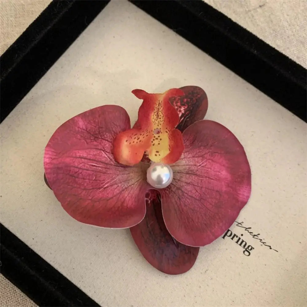 Pinces à cheveux pour fille avec mini perles et fleur d'orchidée papillon
