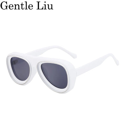 Men's Steampunk UV400 Oval Frame Sunglasses