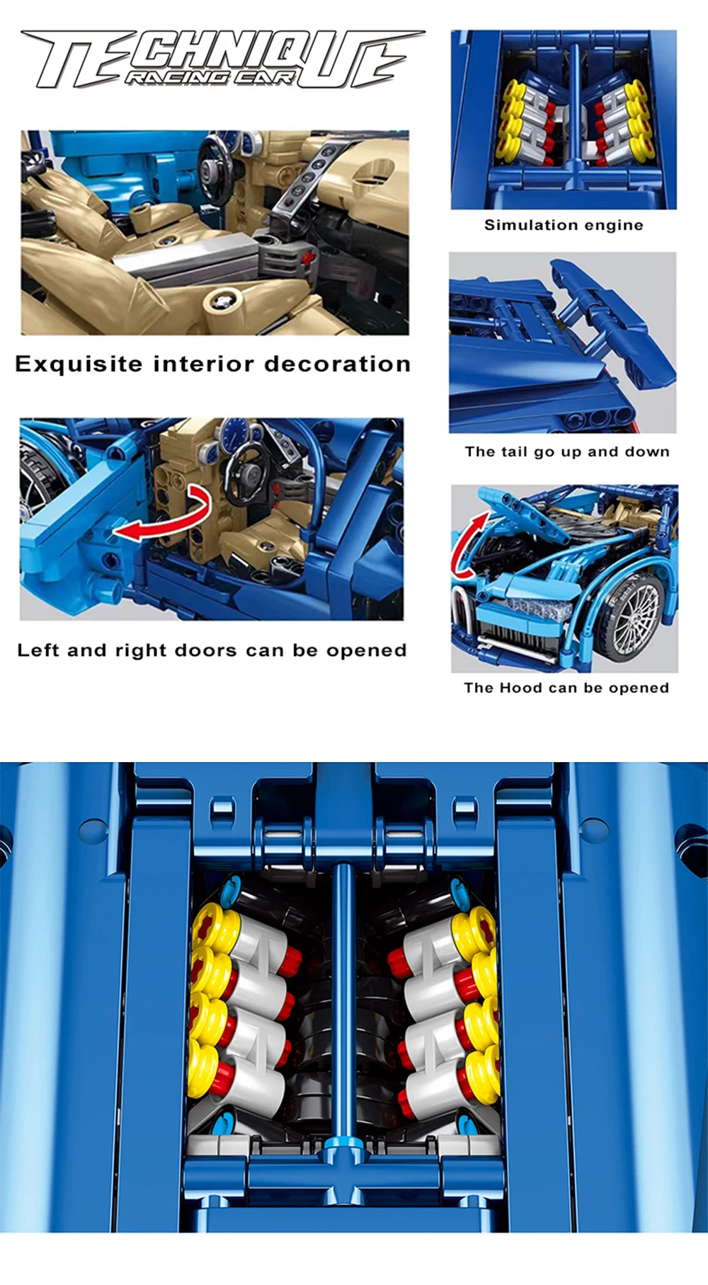 Bugatti Lamborghini Rennwagen-Bausteinset