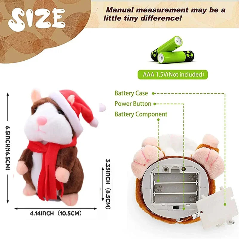 Christmas Edition Cute Talking Hamster with Scarf Electric Plush Toys