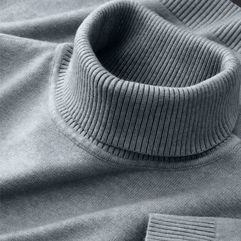 Damen-Winterpullover mit Rollkragen, einfarbig, gestrickt 