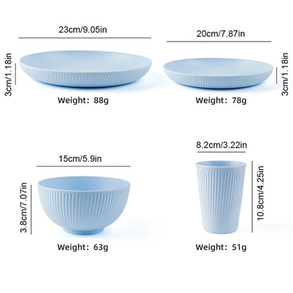 Wheat Straw Bowl Saucers Plate Dinnerware Set