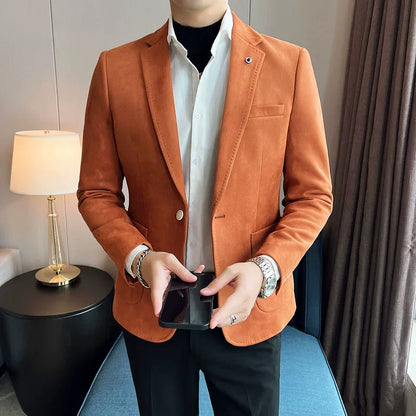 New Fashion Slim Fit Deerskin Velvet Blazer