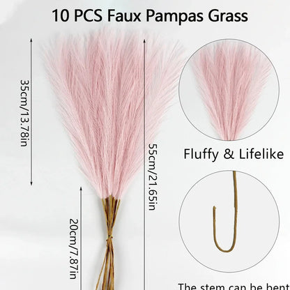 10Pcs Artificial Pampas Grass Fake Plant