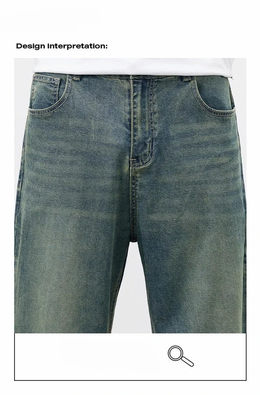 Men's Relaxed Straight Fit Raw Selvedge Denim Jeans
