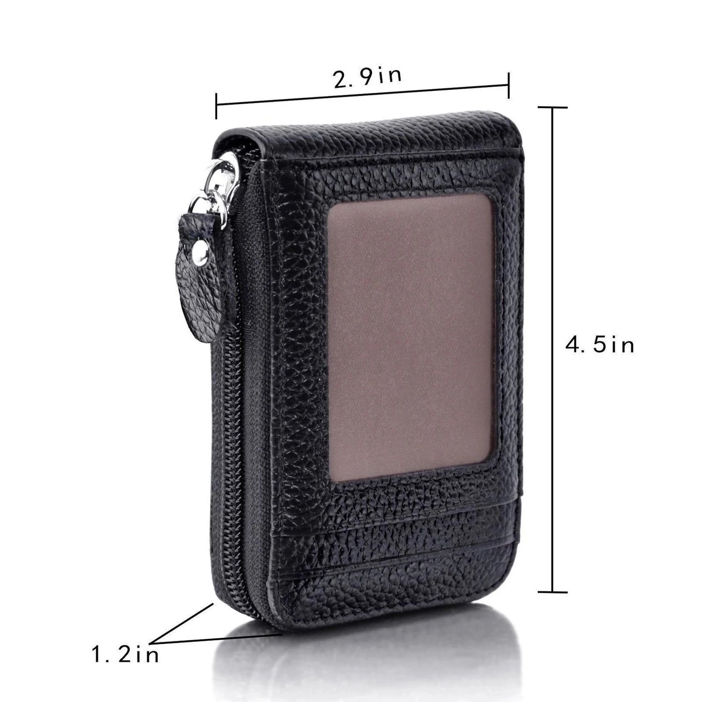 RFID-Blocking Genuine PU Leather Men's Wallet: Multi -Card Zipper