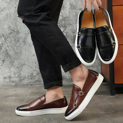 Modische, lässige Leder-Loafer für Herren – Slip-On-Flats im britischen Stil