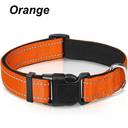 Adjustable Reflective Free Engraved Padded Dog Collars