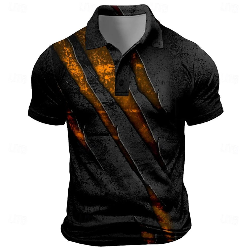 Men's Short Sleeve Scratch Print Polo Shirt
