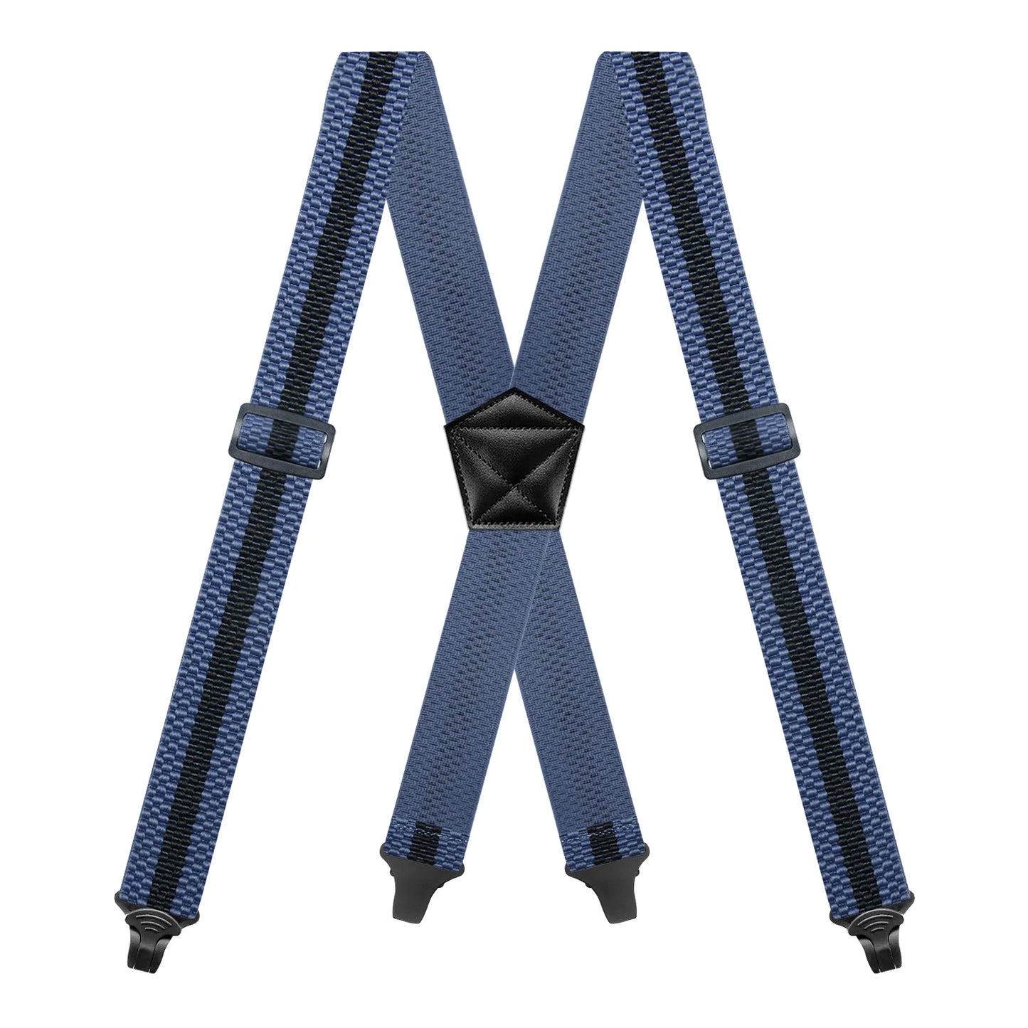 Heavy Duty Men’s Suspenders 3.8cm Wide X-Back Work Braces with 4 Strong Plastic Gripper Clasps – Adjustable Elastic Trouser Suspenders