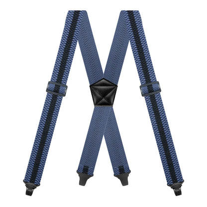 Heavy Duty Men’s Suspenders 3.8cm Wide X-Back Work Braces with 4 Strong Plastic Gripper Clasps – Adjustable Elastic Trouser Suspenders