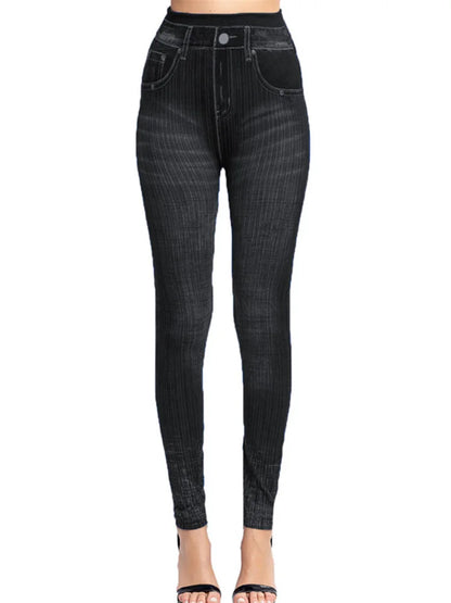 Women's Gym Leggins High Waist Elastic Butterfly Pritned Pencil Jeans