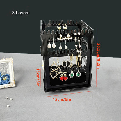 360° drehbarer Schmuckorganizer aus Acryl – Ohrringständer, Halsketten- und Armbandhalter