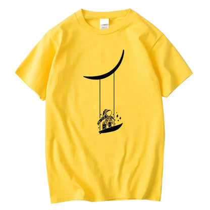 T-shirt à manches courtes et col rond imprimé Astronaut Moon Swing