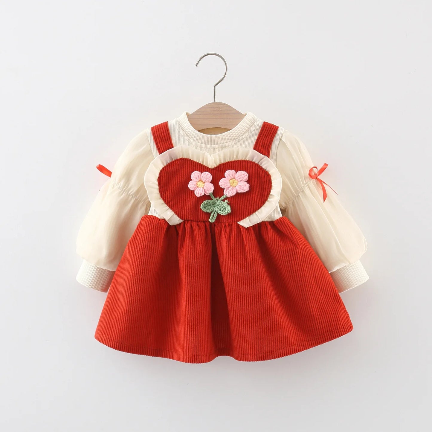 Newborn Baby Girls Long Sleeve Polo Collar Coat with High Collar Dress