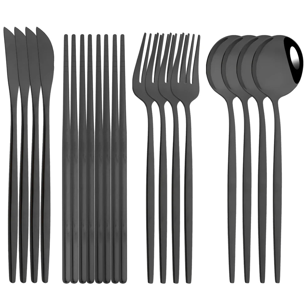 Edelstahl-Geschirrset in Gold und Grün