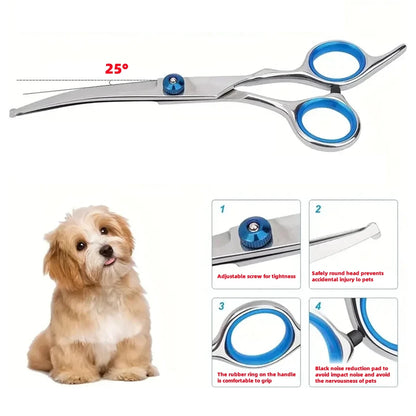 Ensemble de ciseaux de toilettage pour chiens droits et courbes en acier inoxydable 