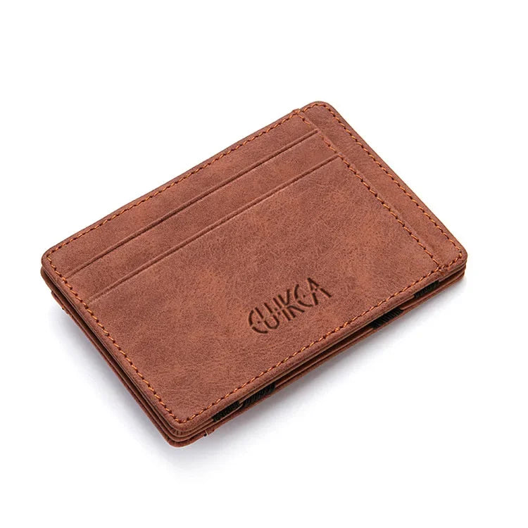 Unisex Ultra Thin PU Leather Magic Wallet – Slim Mini Card Holder Zipper Coin Pocket