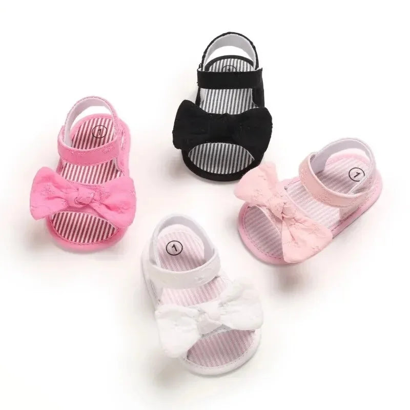 Baby Mädchen Sandalen mit Schleife, atmungsaktiv, flach, Prinzessin, weiche Sohle