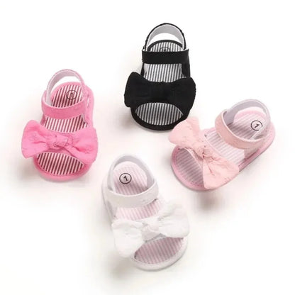 Baby Mädchen Sandalen mit Schleife, atmungsaktiv, flach, Prinzessin, weiche Sohle