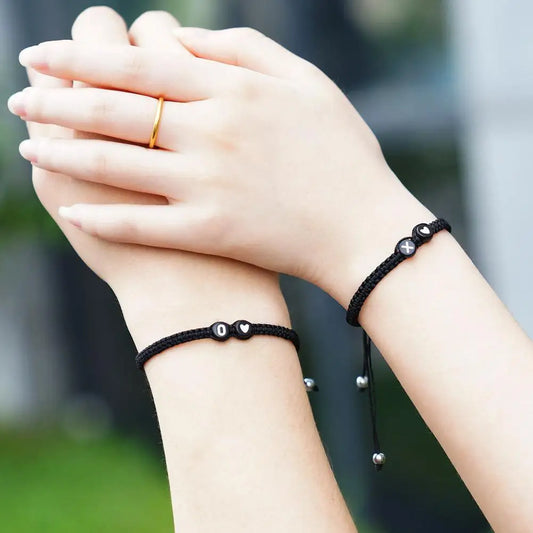 Personalized A‑Z Initial Heart Bracelet – Handmade Adjustable Braided Name Bracelet